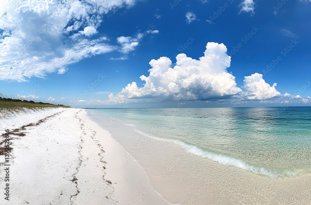 Obraz premium tropical beach with blue sky and clouds