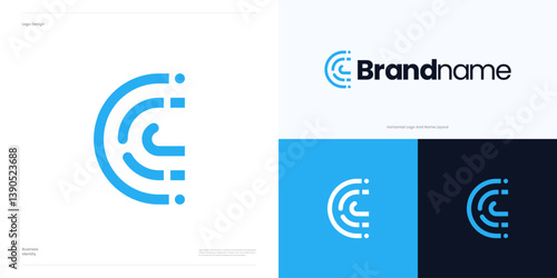 letter C vector logo design element, abstract information and identification fingerprint, thumbprint abstract logo for technology and brand identity business