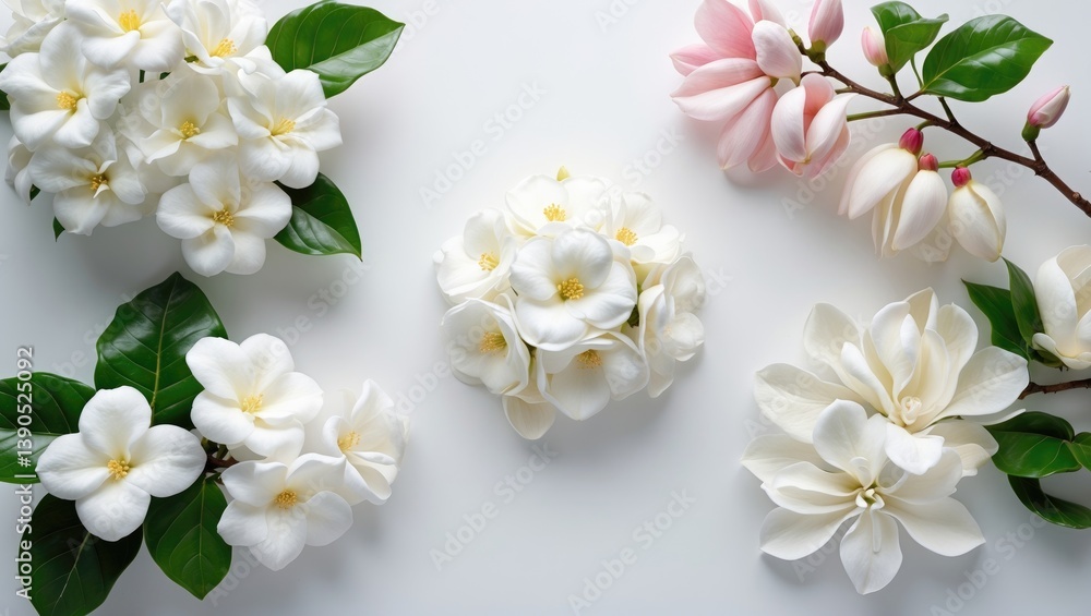 Fototapeta premium Lovely white gardenia blossom isolated on a white background.