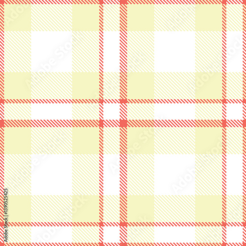 Vibrant coral Tartan patterns fabric texture. Contemporary Pale ivory Seamless Tartan