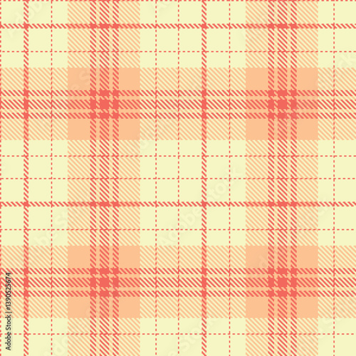 Pastel coral Seamless Tartan with Cool ivory accents Fabric Design