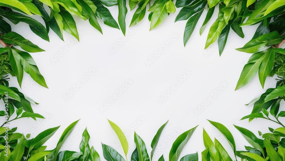 Fototapeta premium green banyan foliage isolated on a white backdrop