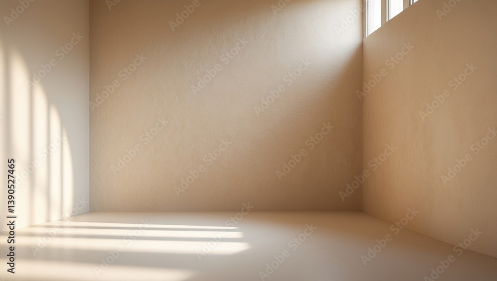 Fototapeta premium Blank wall in beige color. Minimalist space