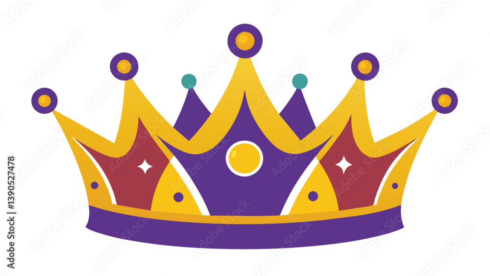 A vibrant crown design showcases an assortment of colors, including purple, yellow, and red, suitable for celebrations, parties, or themed events. A vibrant crown design showcases an assortment of colors, including purple, yellow, and red, suitable for celebrations, parties, or themed events.