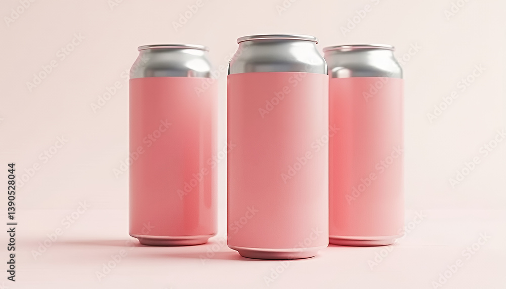 A mockup of a beverage tin can in a minimalist 3D style with realistic rendering. The can features a metallic texture with a matte finish, placed against a neutral background, ideal for showcasing bra A mockup of a beverage tin can in a minimalist 3D style with realistic rendering. The can features a metallic texture with a matte finish, placed against a neutral background, ideal for showcasing bra