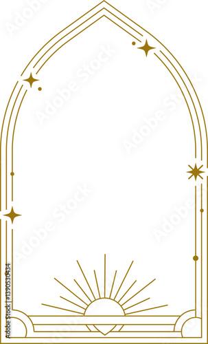Art Deco Vintage Frame Celestial Vector Border Elegant Outline Luxury Label