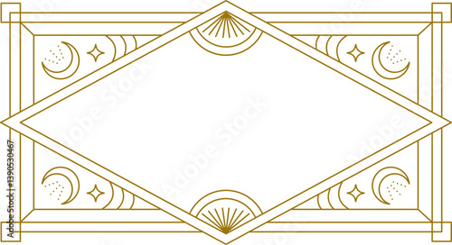 Art Deco Vintage Frame Celestial Vector Border Elegant Outline Luxury Label
