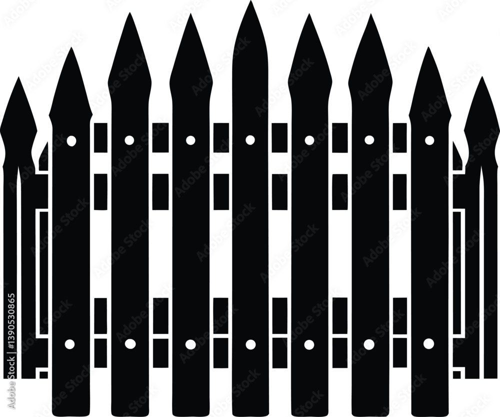 Picket Fence Silhouette Vector Picket Fence Silhouette Vector