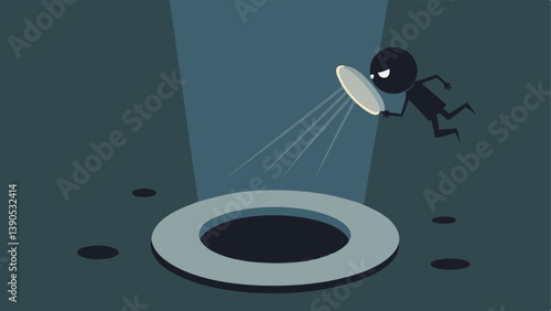 Open Manhole Cover A closeup of a manhole cover being pushed open from below by a robber with debris and a light creeping in from above.