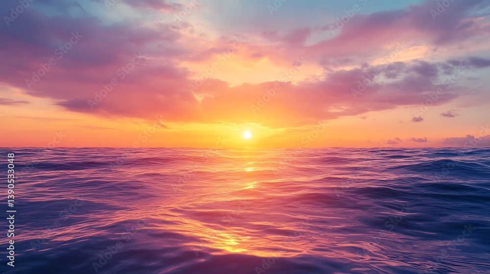 Obraz premium Vibrant sunset over calm ocean waves. (5)