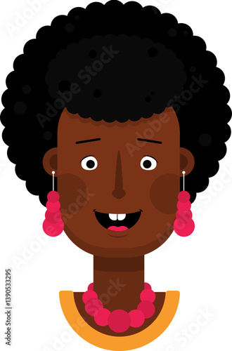 Cartoon woman with a soft facial reaction and expressive eyes suggesting a charming look.