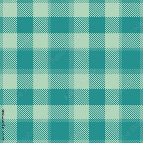Contemporary Vibrant dull teal & Rustic pale teal Seamless Tartan Fabric Design