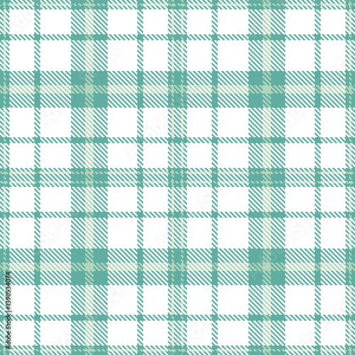 Plaid pattern seamless. Vintage dull teal & Rustic white Tartan Fabric Design. 