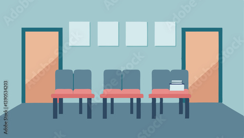 Empty Waiting Room A waiting room with empty chairs and dust accumulating on brochures implying that no one is utilizing the available services.