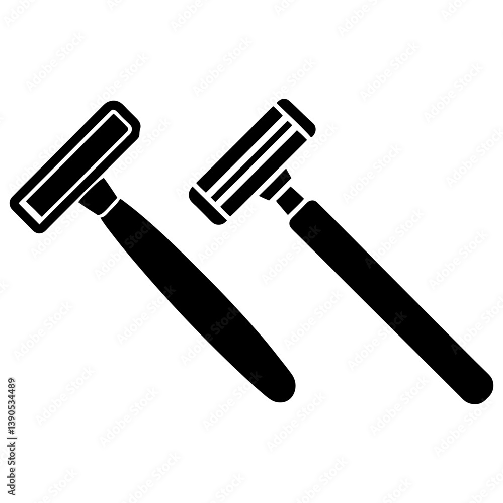 Shaving razor vector and Silhouette of razor flat icon collections Shaving razor vector and Silhouette of razor flat icon collections