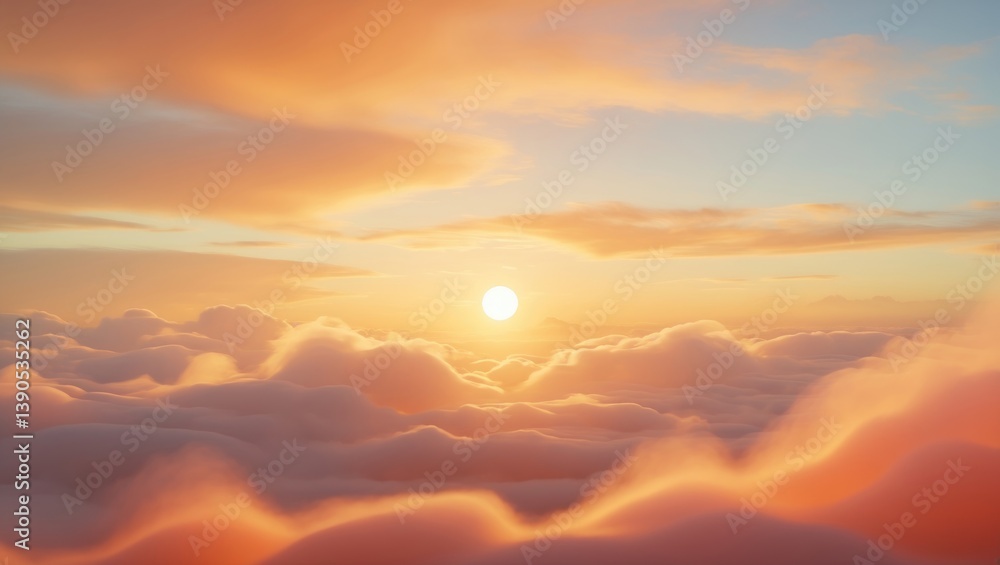 Faded sunset against a golden cloud backdrop in the sky Faded sunset against a golden cloud backdrop in the sky
