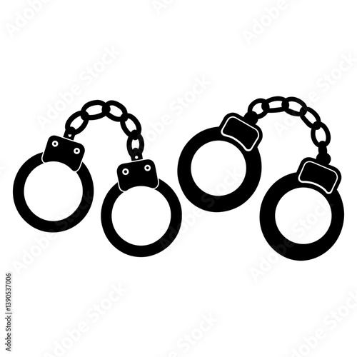 Handcuffed icons vector and Silhouette of handcuffs art collections