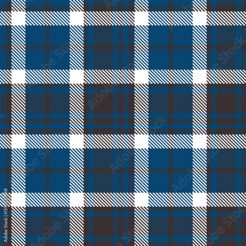Classic prussian blue Tartan patterns fabric texture. Contemporary Metallic dark grey Seamless Tartan