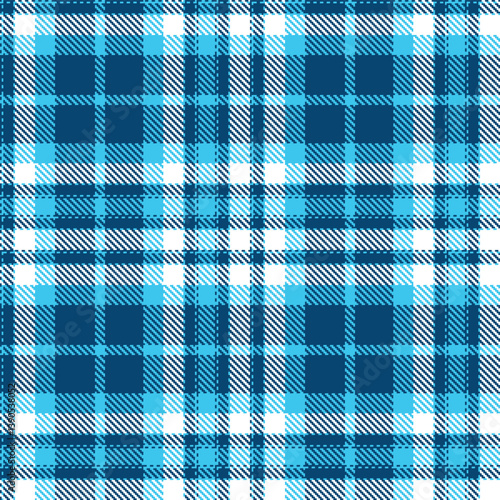 Plaid pattern seamless. Neon neon blue & Soft prussian blue Tartan Fabric Design. 