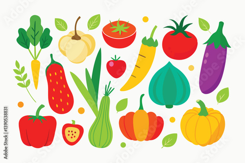 Hand-Drawn Abstract Vegetables Vector Set