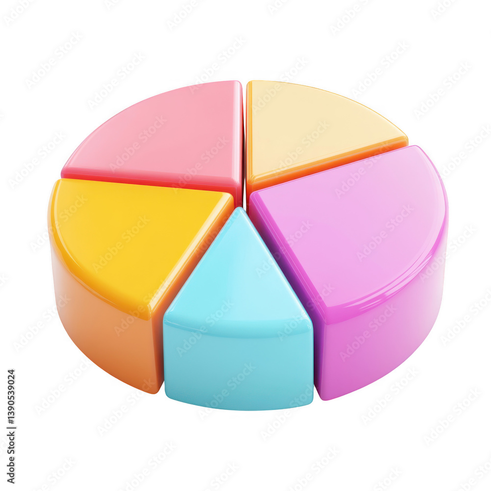 Obraz premium A colorful pie chart with different sections on a dark background on transparent background