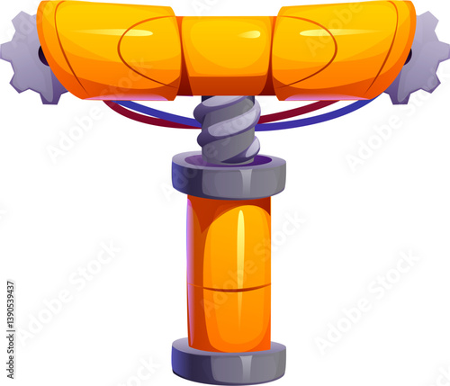 Robot font, letter T cyborg machine gear for robotic engineering typeface, cartoon vector. Robot hand English alphabet of cyborg mechanism or robot mechanical part with cogwheel gear for typeface