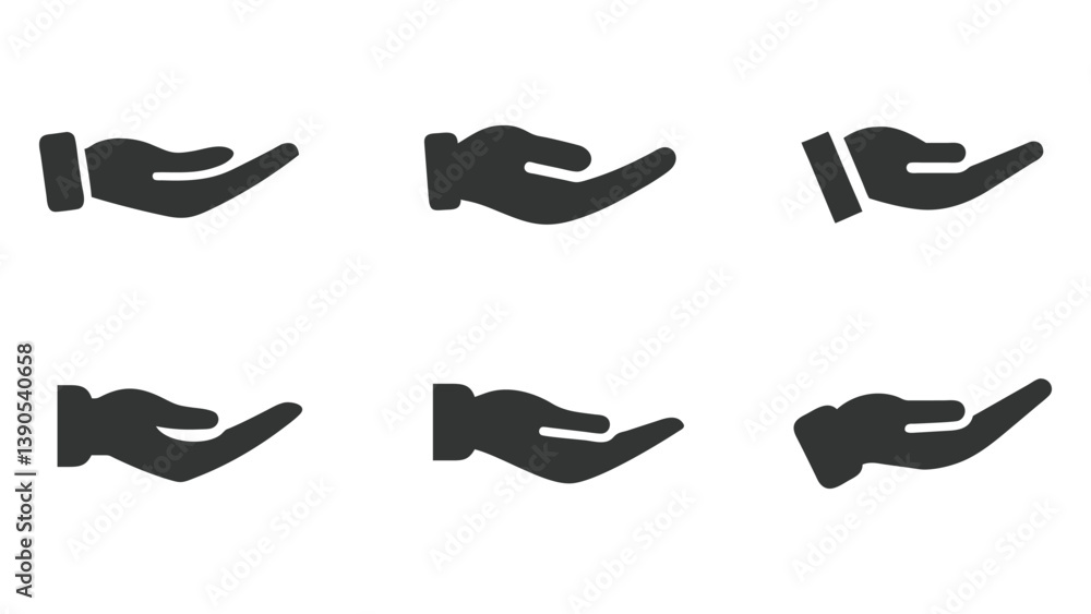 Collection of Hand holding black and white gloves silhouette illustration, hand with a black glove Collection of Hand holding black and white gloves silhouette illustration, hand with a black glove