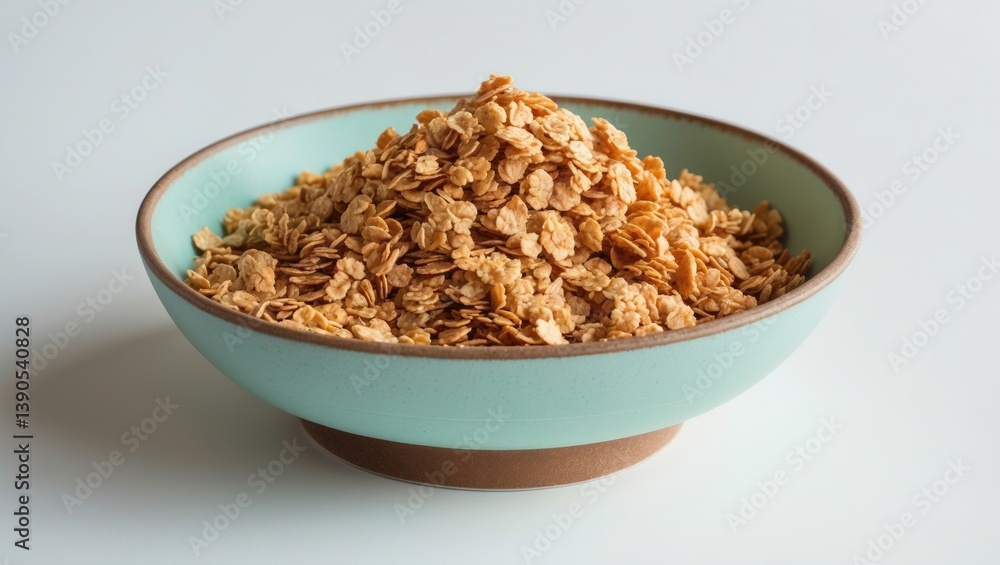 Delicious granola in a bowl on a white backdrop Delicious granola in a bowl on a white backdrop