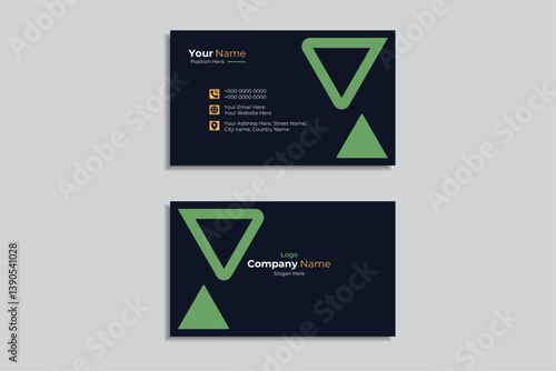 Modern Minimalist Green Shape Business Card Design Template | Professional Corporate Business Card Layout | Clean and Elegant Business Card for Branding