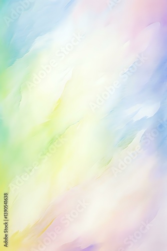 Obraz na płótnie Soft pastel rainbow colors blend in diagonal brush strokes creating dreamy abstract background with gentle transitions between pink, yellow, blue and green hues. w salonie