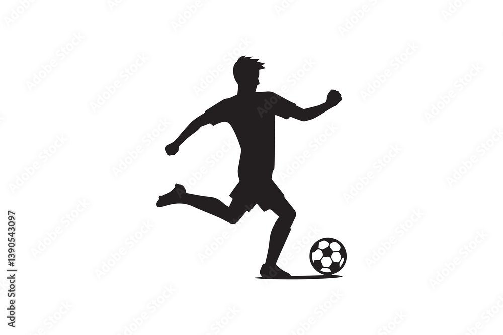 Obraz premium Symbol of simple soccer player silhouette in a simple, minimalist vector on a white background