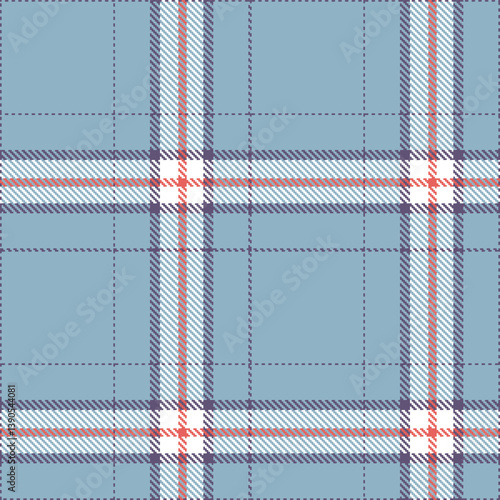 Pastel dusk Seamless Tartan with Vintage light grey blue accents Fabric Design