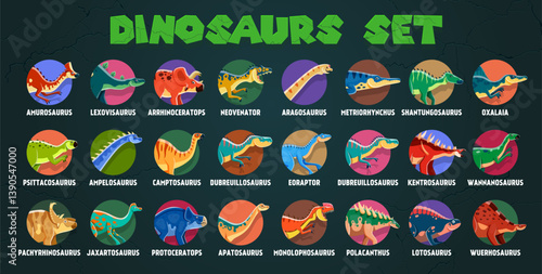 Prehistoric dinosaurs infographic on lizards names of Jurassic dino, vector cartoon chart. Dinosaurs infographics with giant lizards, prehistoric underwater reptiles funny characters for dino atlas