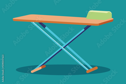 A neatly designed ironing board in a modern color scheme sits on a smooth surface, showcasing its functional element in a stylish environment.