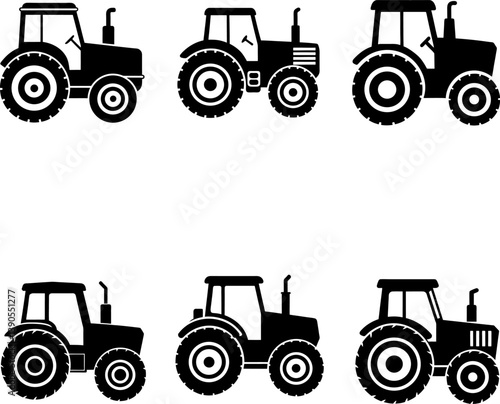 Tractor vector and Silhouette of modern farm tractor art collection