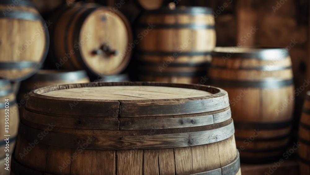 Fototapeta premium Whiskey and wine barrel backdrop