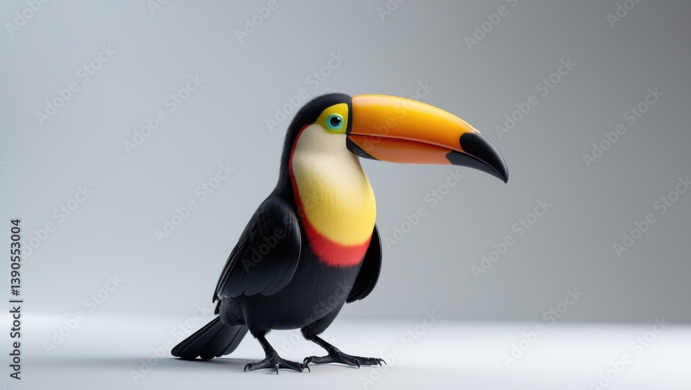 Naklejka premium Toucan separated against a white background.