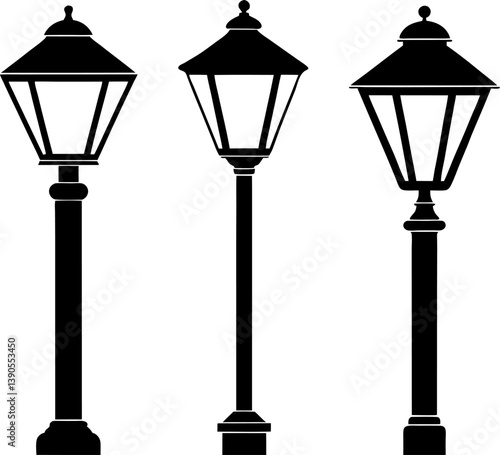 Street lamp vector and Silhouette of unique street lamp art collection