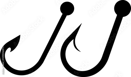 Fish hook vector and Silhouette of fishing hook icons art collection