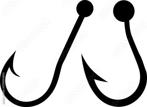 Fish hook vector and Silhouette of fishing hook icons art collection