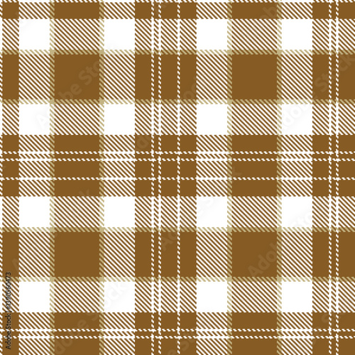 Contemporary Seamless Tartan featuring Warm white and Dusty medium brown Fabric Design