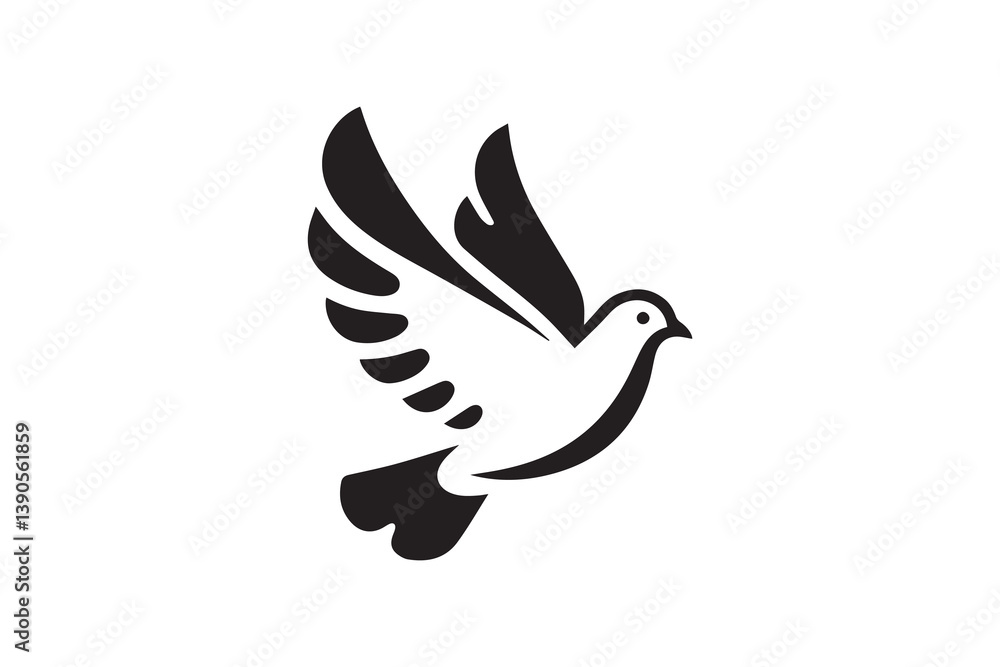 Fototapeta premium Symbol of simple dove silhouette in a simple, minimalist vector on a white background