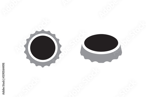 Symbol of simple bottle cap silhouette in a simple, minimalist vector on a white background