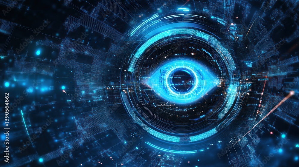 Futuristic digital eye, intricate network Futuristic digital eye, intricate network