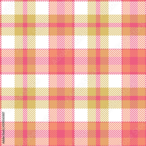 Plaid pattern seamless. Light rosy pink & Warm white Tartan Fabric Design. 
