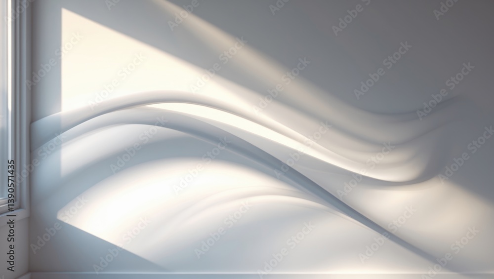 Fototapeta premium The light coming through the window illuminates the wall, casting shadow lines.