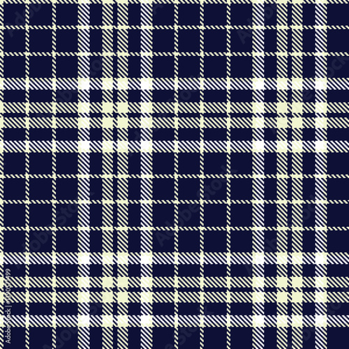 Dusky eggshell Seamless Tartan with Pastel dark navy accents Fabric Design