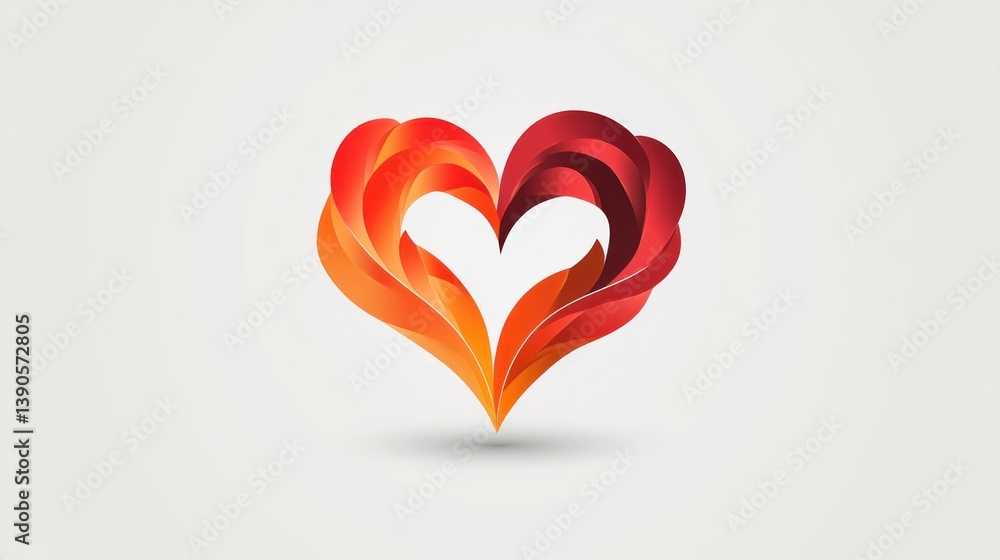 Abstract Heart Design with Layered Colors and Shadows for Love Romance and Emotion Themes Abstract Heart Design with Layered Colors and Shadows for Love Romance and Emotion Themes