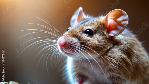 Obraz na płótnie Swiss house mice consistently reside alongside humans and exploit them. Sensitive vibrissae highlight their keen sense of smell. Complete eradication of mice on farms is unattainable. Isolated. w salonie
