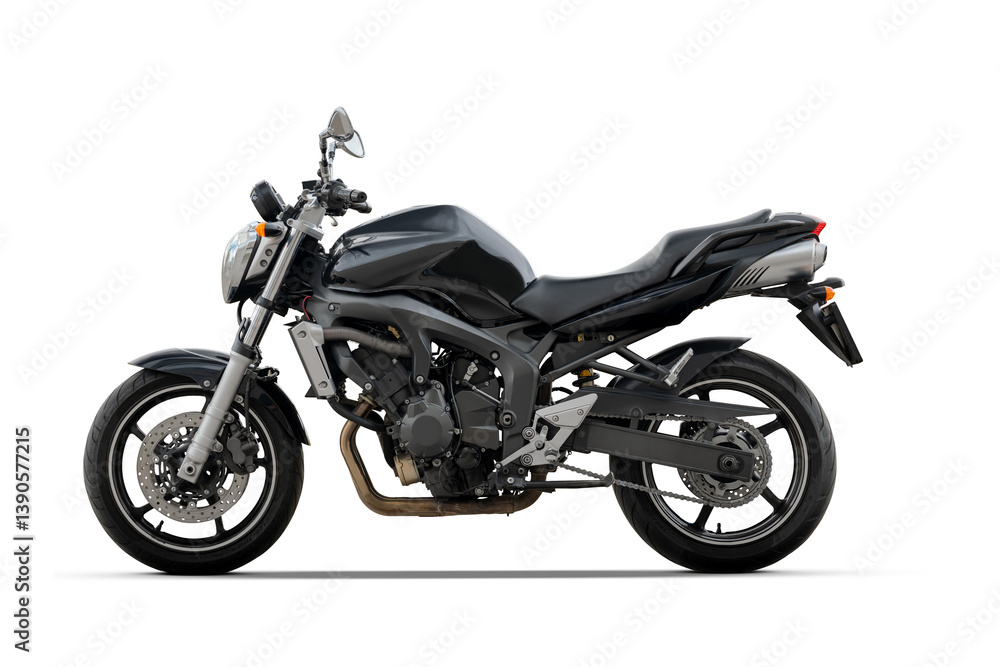 Side view of a black sport motorcycle isolated on white background Side view of a black sport motorcycle isolated on white background